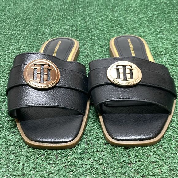 New Tommy Hilfiger Black Paliana sandals women’s size 6.5 (OKPM-07-072) - Picture 2 of 12